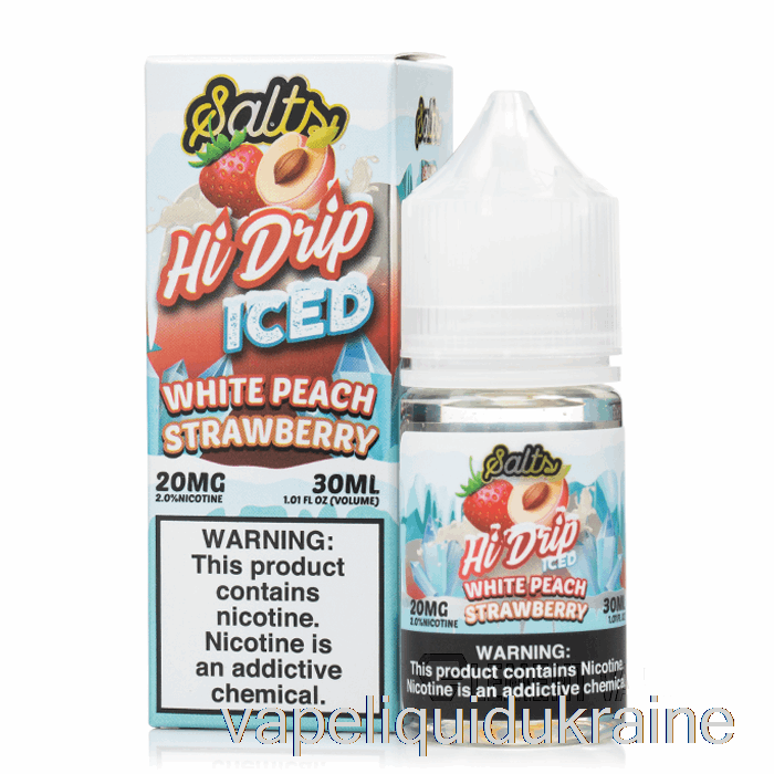 Vape Liquid Ukraine ICED White Peach Strawberry - Hi-Drip Salts - 30mL 50mg